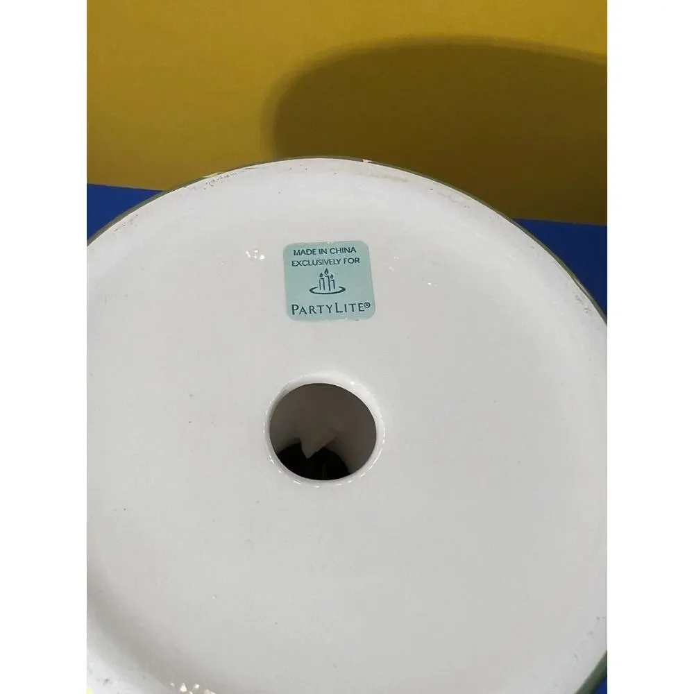 TWO PartyLite Garden Lites Taper/Ball Holder P8094 Cheery Pattern Yellow Green - Picture 6 of 9